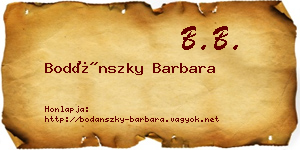 Bodánszky Barbara névjegykártya